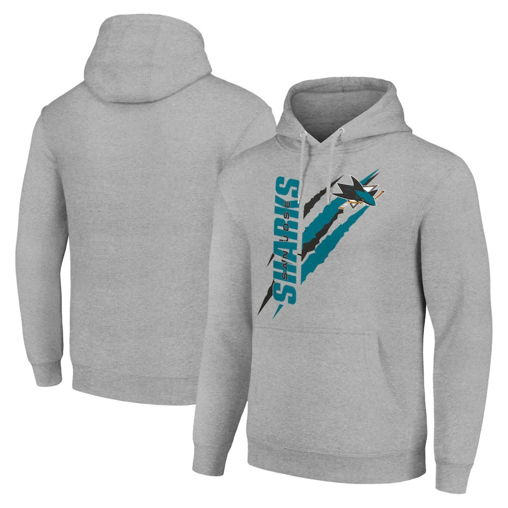 San Jose Sharks Starter Color Scratch Fleece Pullover Hoodie On Sale