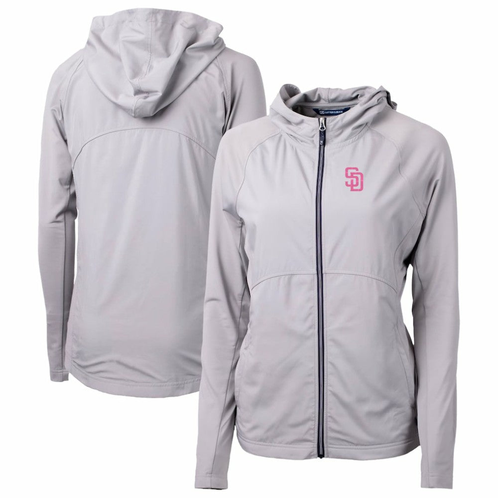 San Diego Padres Cutter & Buck Women's City Connect Adapt Eco Knit Hybrid Recycled Full-Zip Hoodie | MLB New