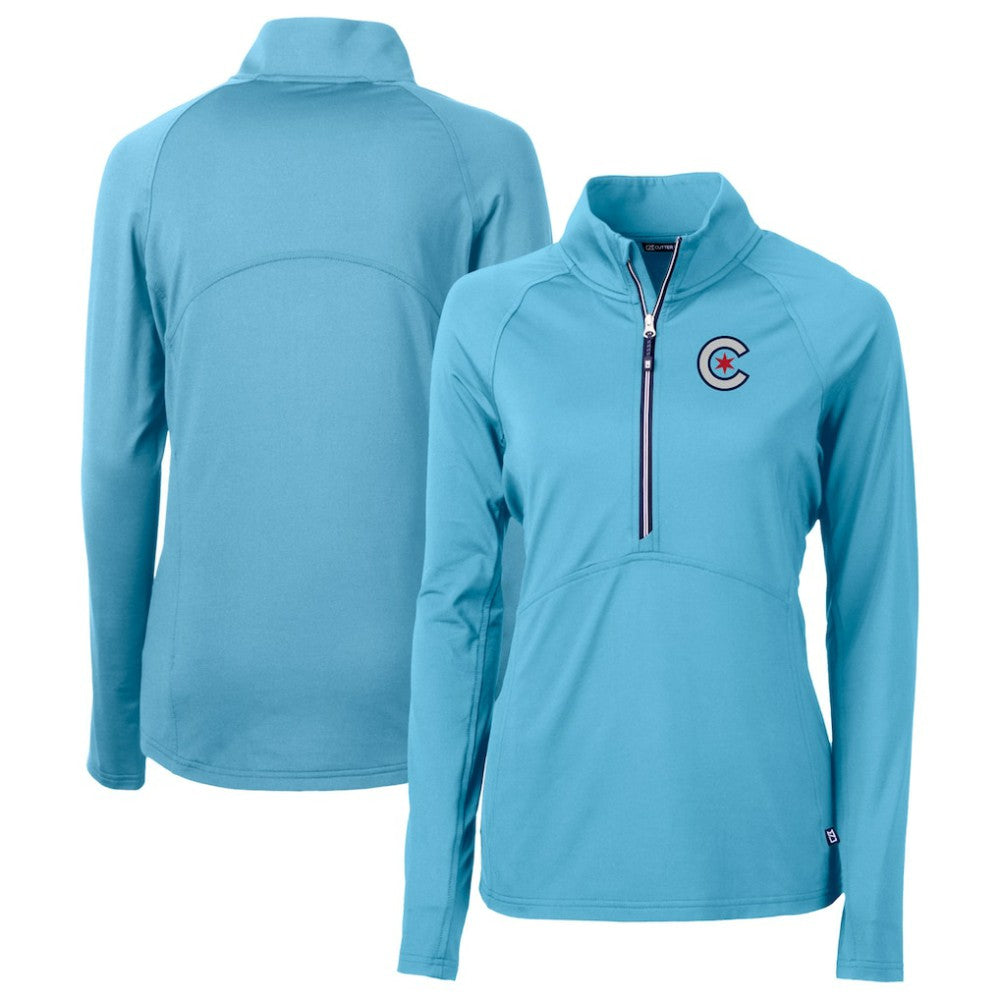 Chicago Cubs Cutter & Buck Women's City Connect Adapt Eco Knit Recycled Half-Zip Pullover Top | MLB Discount