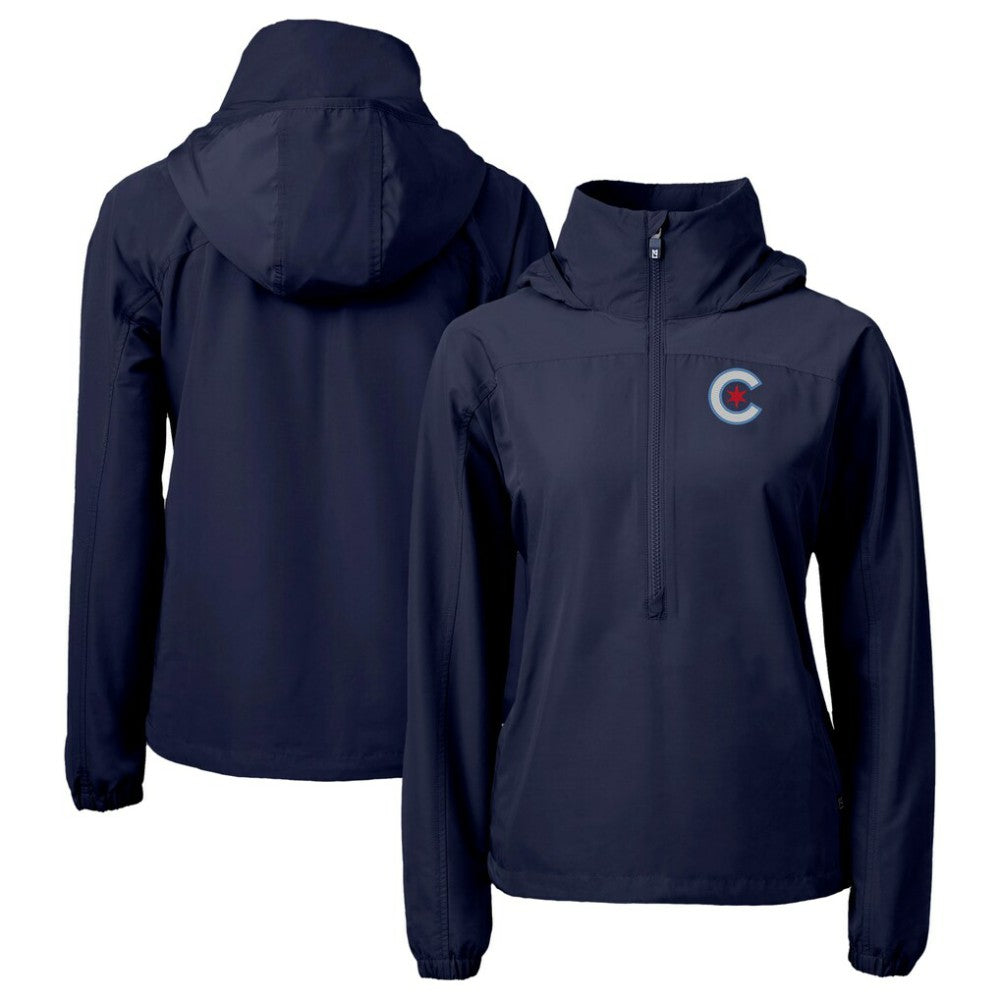 Chicago Cubs Cutter & Buck Women's City Connect Charter Eco Recycled Half-Zip Anorak Jacket | MLB On Sale