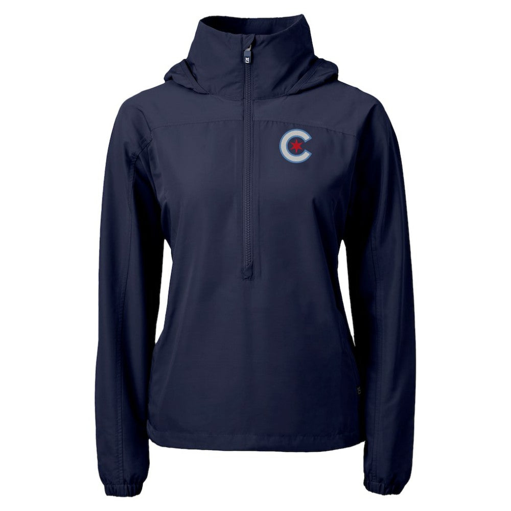 Chicago Cubs Cutter & Buck Women's City Connect Charter Eco Recycled Half-Zip Anorak Jacket | MLB On Sale