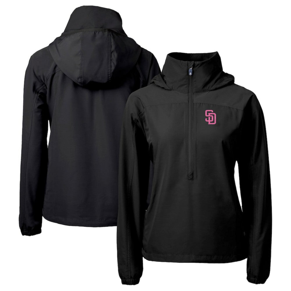 San Diego Padres Cutter & Buck Women's City Connect Charter Eco Recycled Half-Zip Anorak Jacket | MLB Outlet