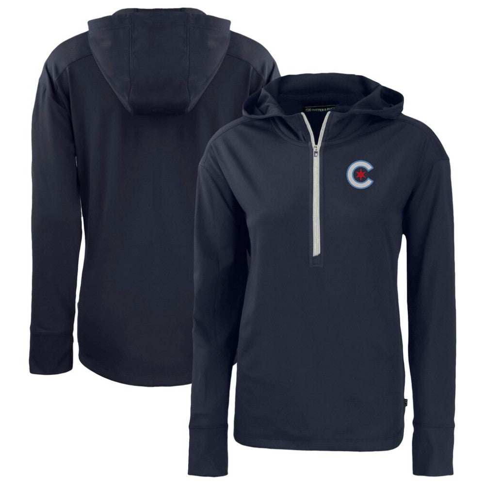 Chicago Cubs Cutter & Buck Women's City Connect Daybreak Eco Recycled Half-Zip Hoodie | MLB Outlet