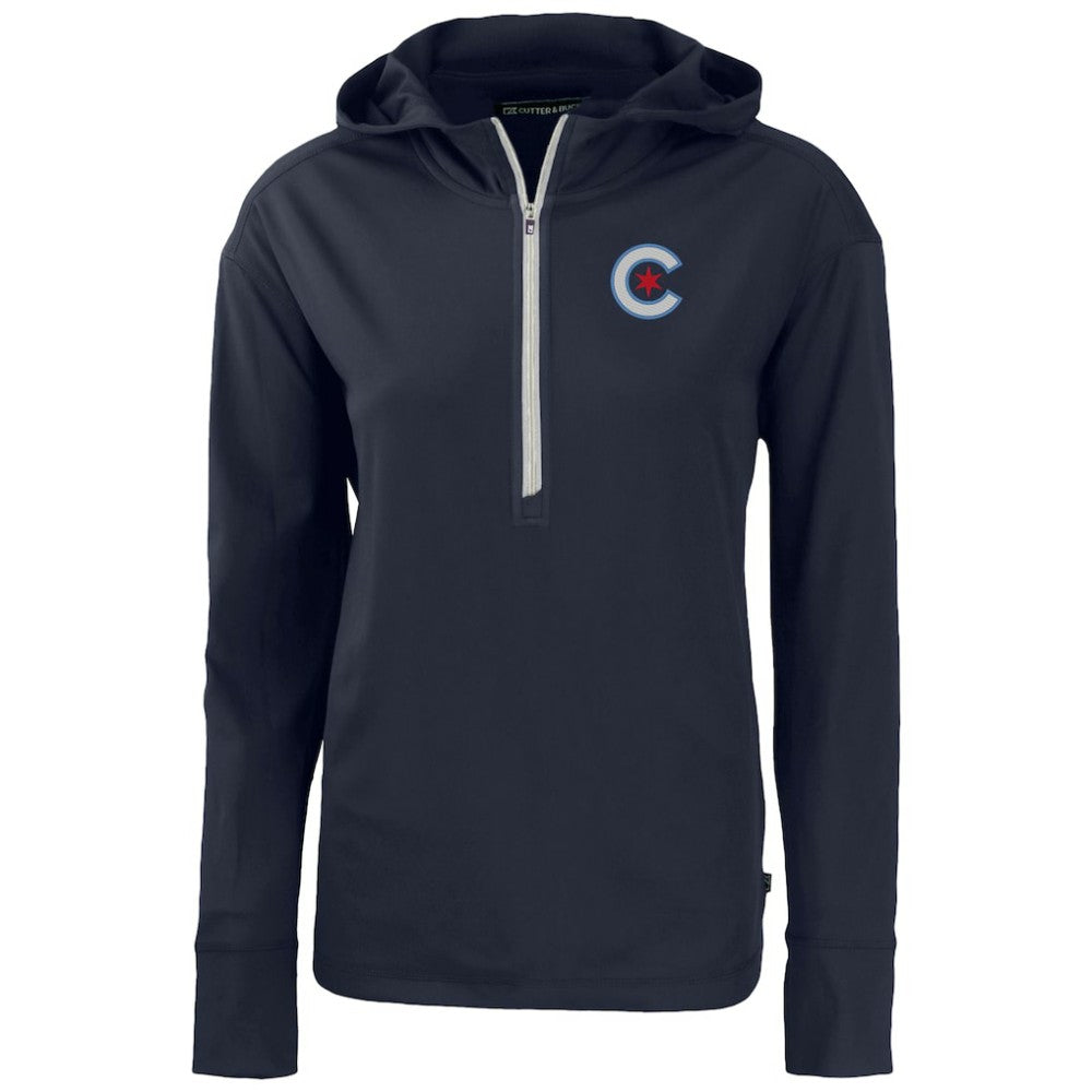 Chicago Cubs Cutter & Buck Women's City Connect Daybreak Eco Recycled Half-Zip Hoodie | MLB Outlet