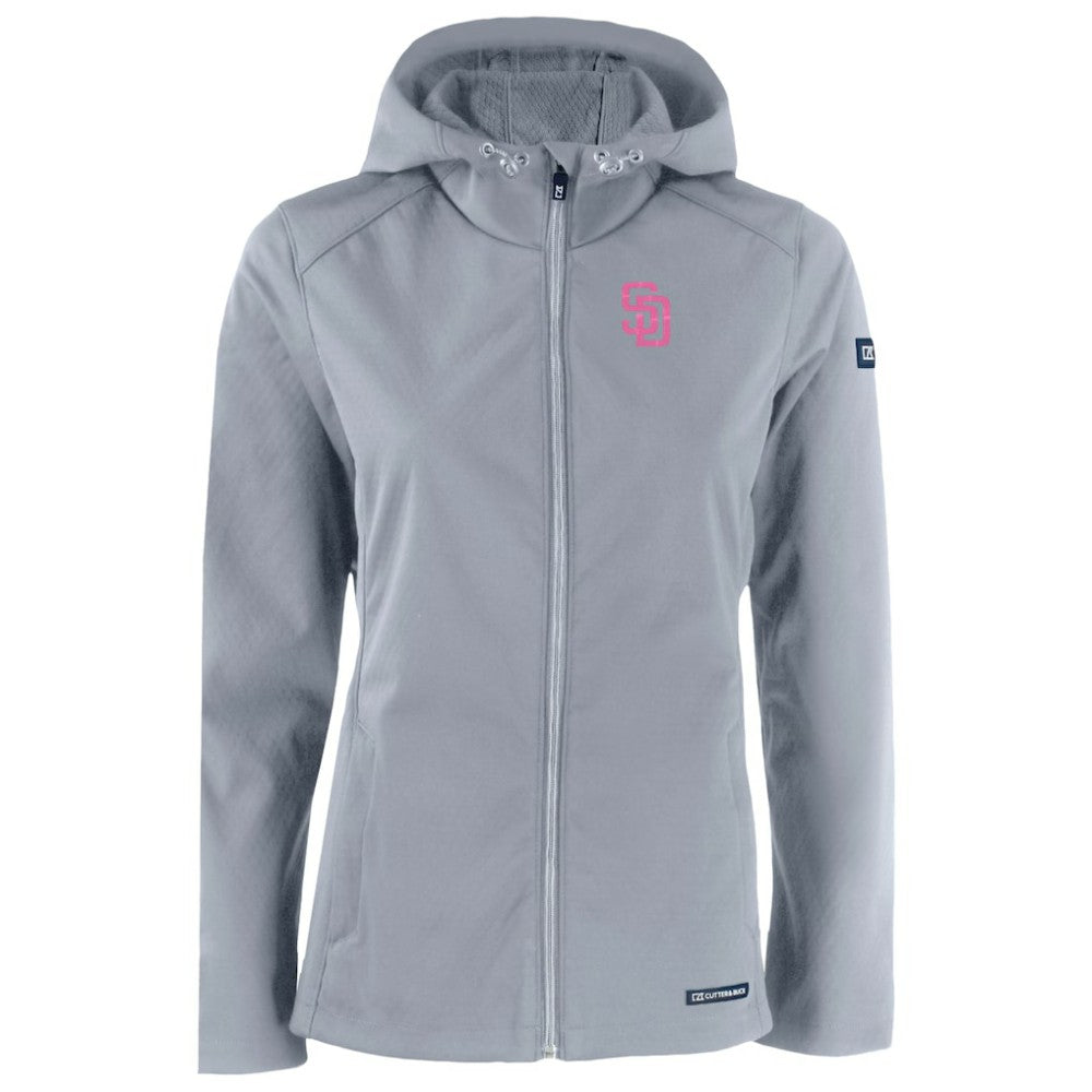 San Diego Padres Cutter & Buck Women's City Connect Evoke Eco Softshell Recycled Full-Zip Hoodie Jacket | MLB US