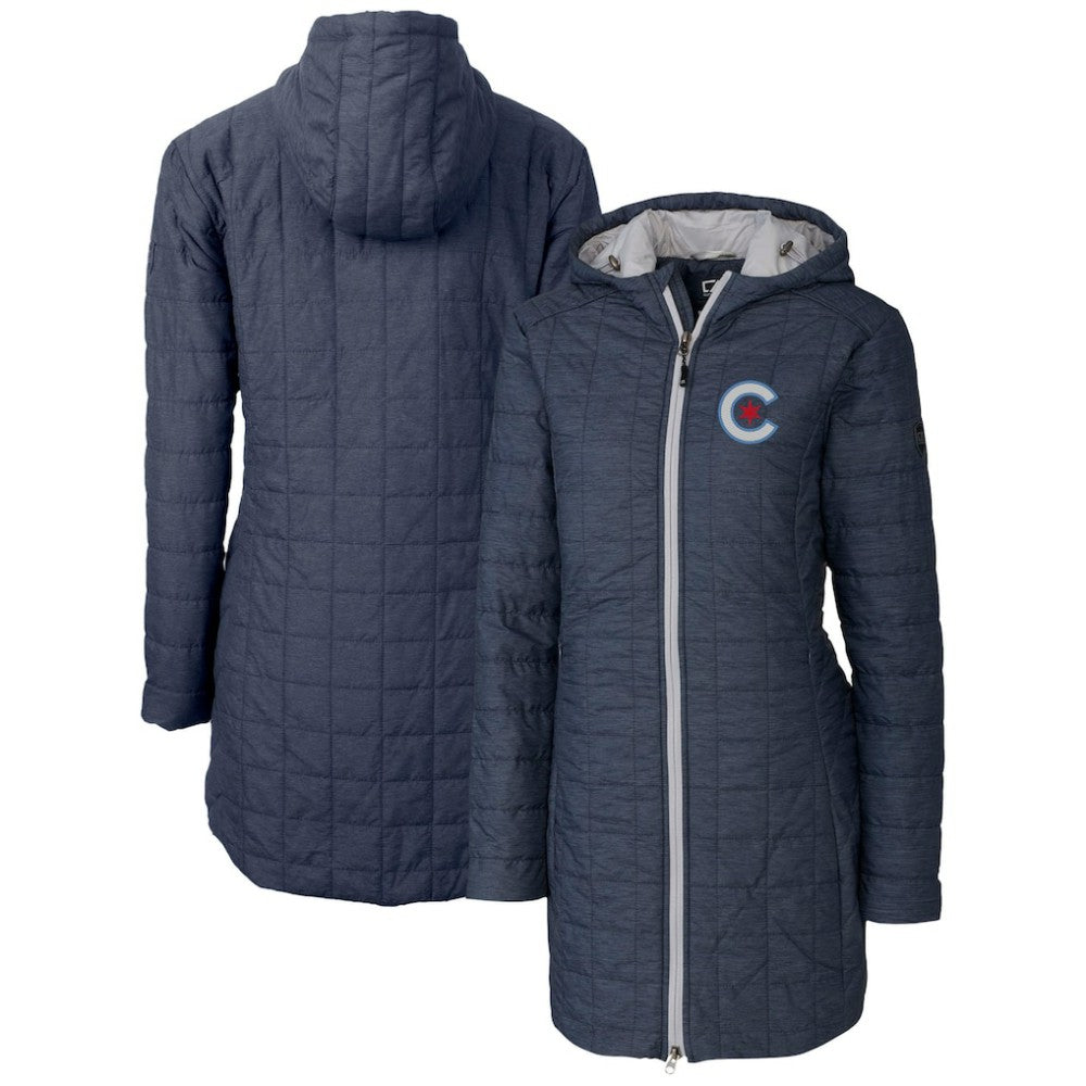 Chicago Cubs Cutter & Buck Women's City Connect Rainier PrimaLoft Eco Insulated Hooded Long Coat | MLB US