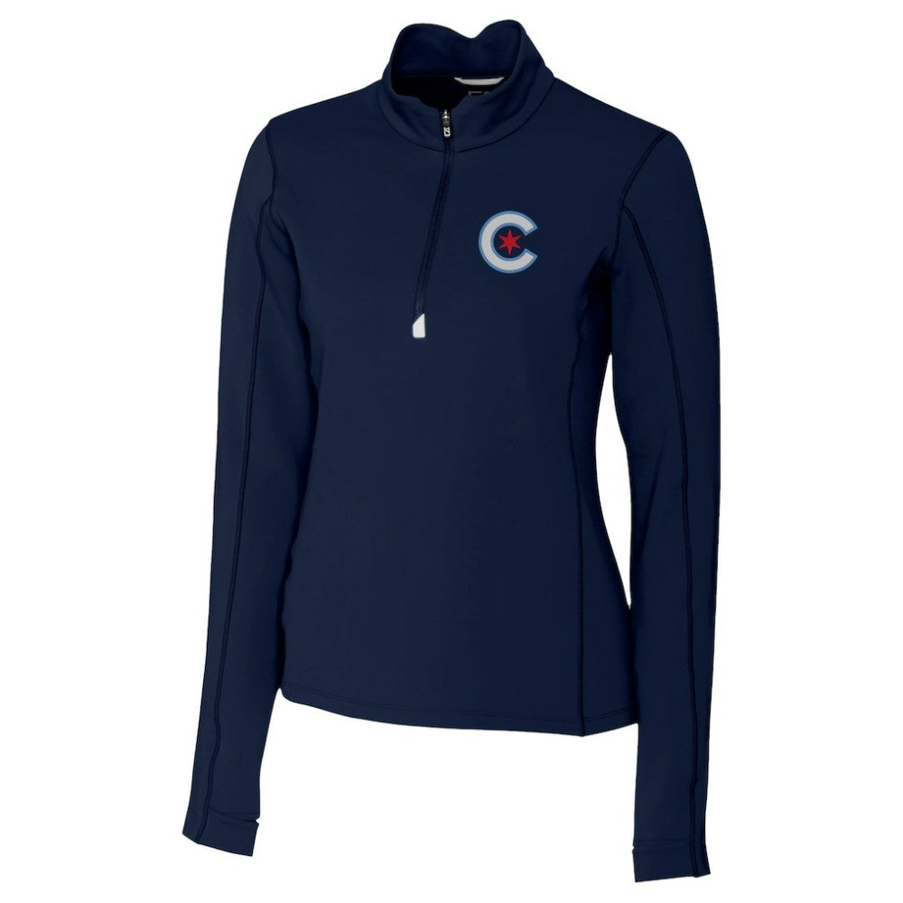 Chicago Cubs Cutter & Buck Women's City Connect Traverse Stretch Quarter-Zip Pullover Top | MLB New