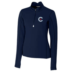 Chicago Cubs Cutter & Buck Women's City Connect Traverse Stretch Quarter-Zip Pullover Top | MLB New