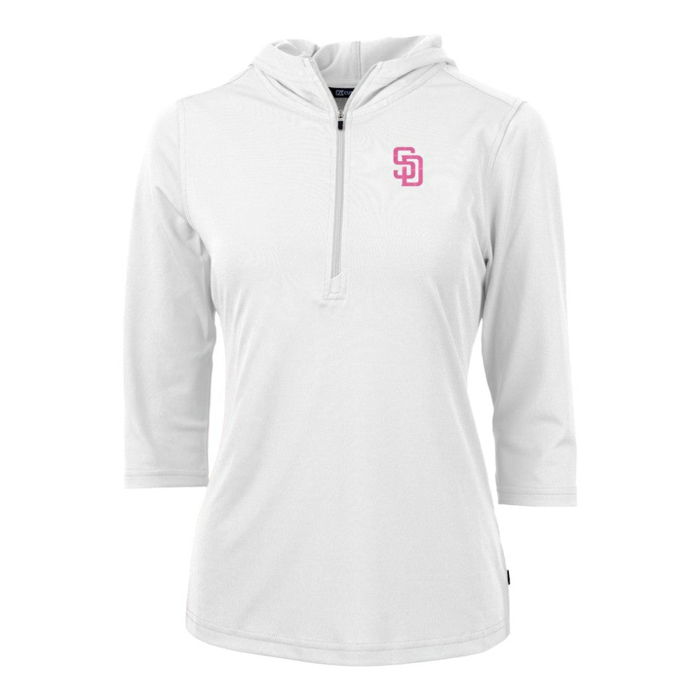 San Diego Padres Cutter & Buck Women's City Connect Virtue Eco Pique Recycled Half-Zip Pullover Hoodie | MLB Outlet