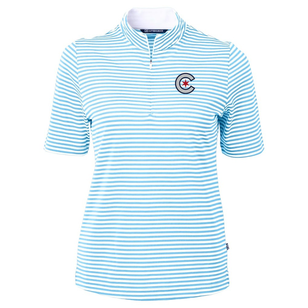 Chicago Cubs Cutter & Buck Women's City Connect Virtue Eco Pique Stripe Recycled Top | MLB Sale