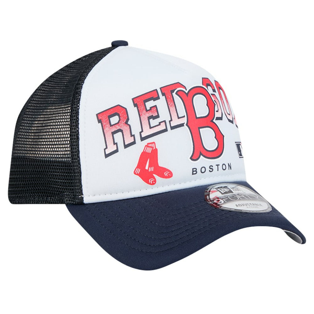 Boston Red Sox New Era Retro Wordmark 9FORTY A-Frame Trucker Adjustable Hat | MLB Outlet