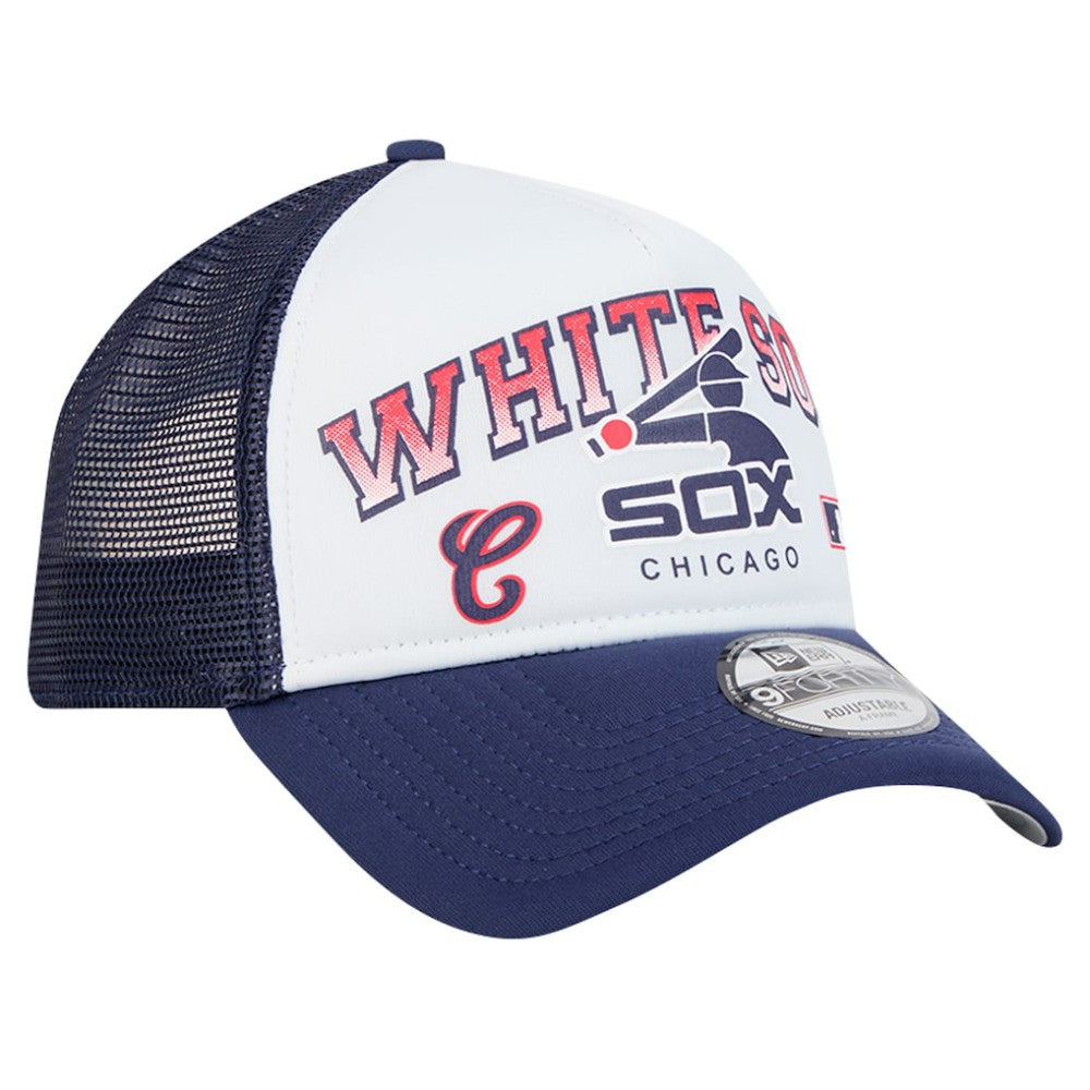 Chicago White Sox New Era Retro Wordmark 9FORTY A-Frame Trucker Adjustable Hat | MLB Outlet