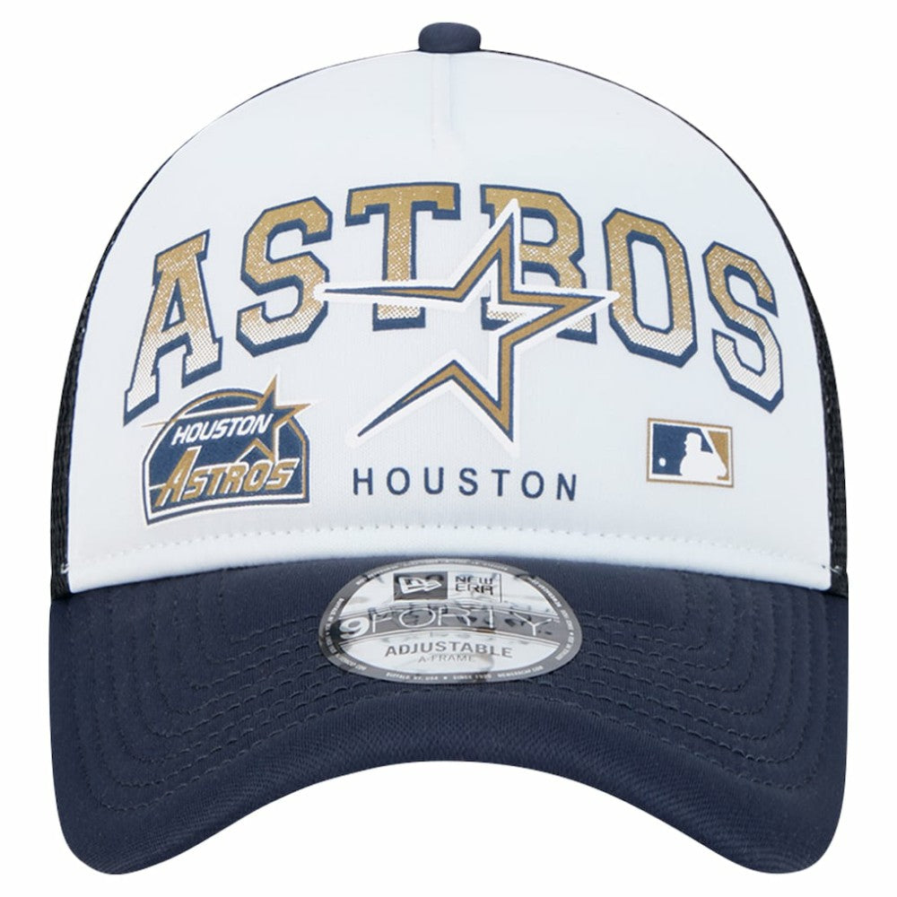 Houston Astros New Era Retro Wordmark 9FORTY A-Frame Trucker Adjustable Hat | MLB US