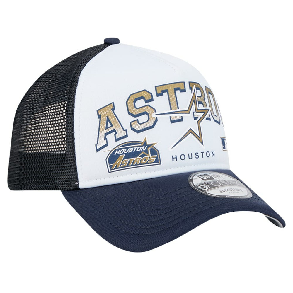 Houston Astros New Era Retro Wordmark 9FORTY A-Frame Trucker Adjustable Hat | MLB US