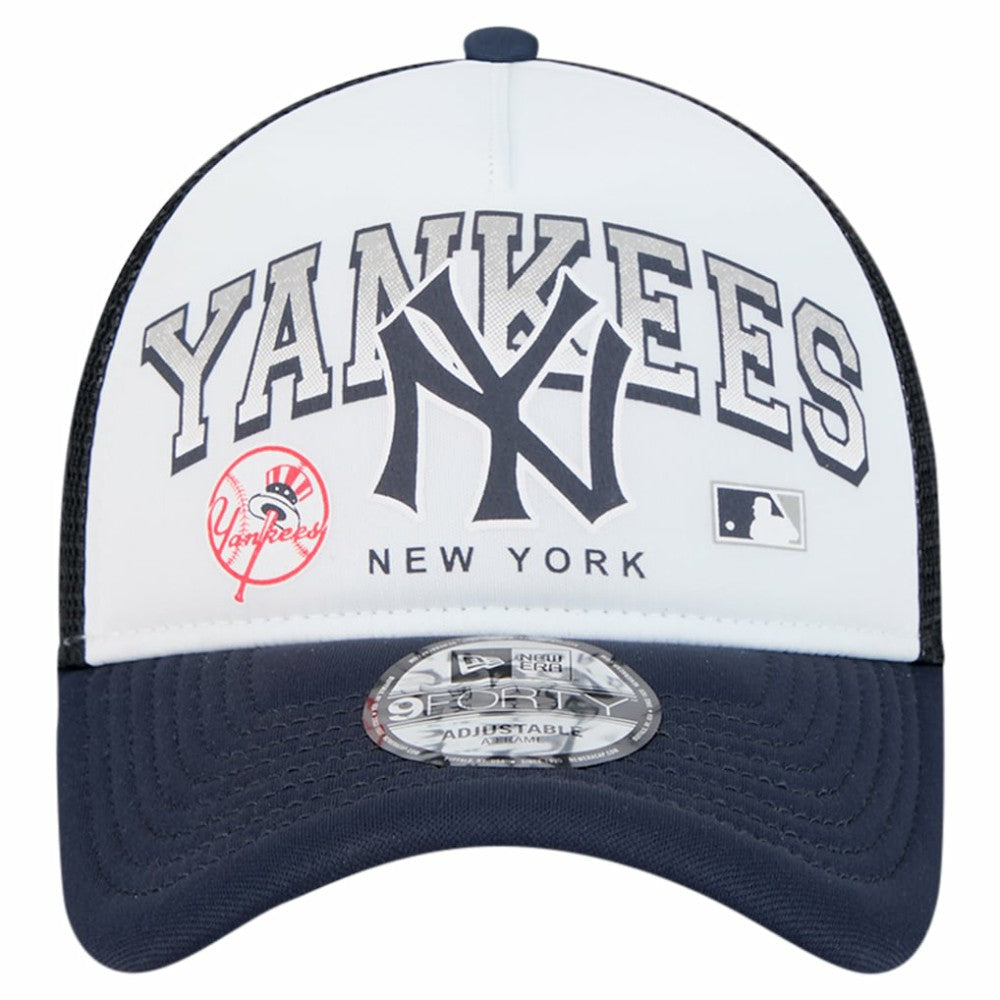 New York Yankees New Era Retro Wordmark 9FORTY A-Frame Trucker Adjustable Hat | MLB For sale