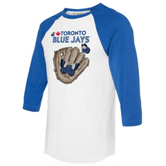 Toronto Blue Jays Tiny Turnip Unisex Butterfly Glove 3/4-Sleeve Raglan T-Shirt | MLB New