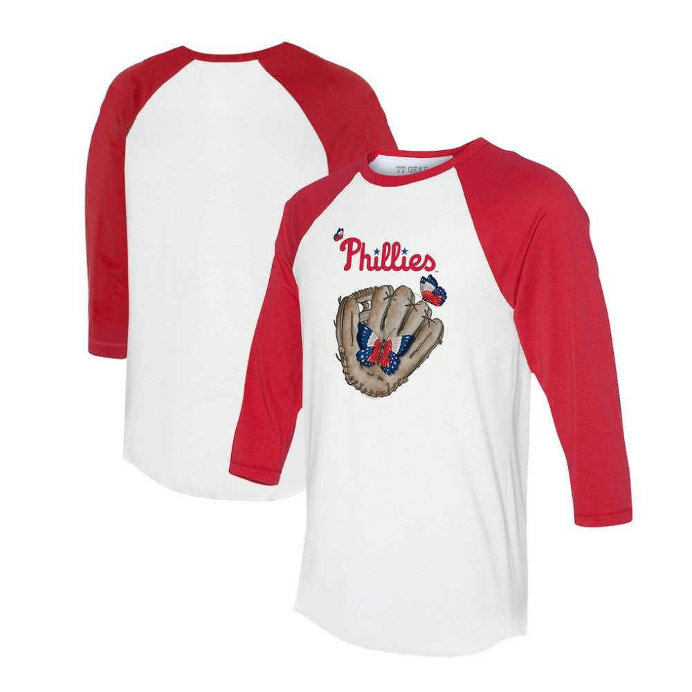 Philadelphia Phillies Tiny Turnip Unisex Butterfly Glove 3/4-Sleeve Raglan T-Shirt | MLB Shop