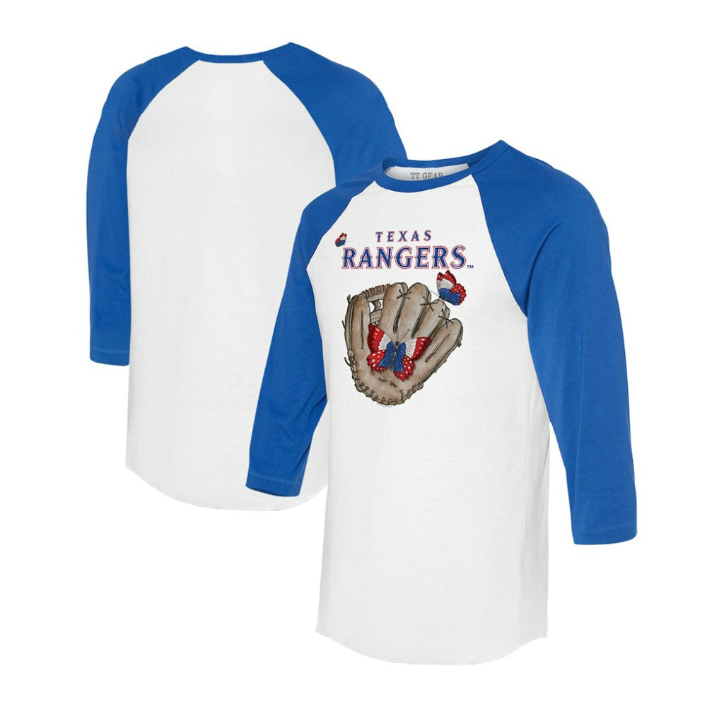 Texas Rangers Tiny Turnip Unisex Butterfly Glove 3/4-Sleeve Raglan T-Shirt | MLB Discount
