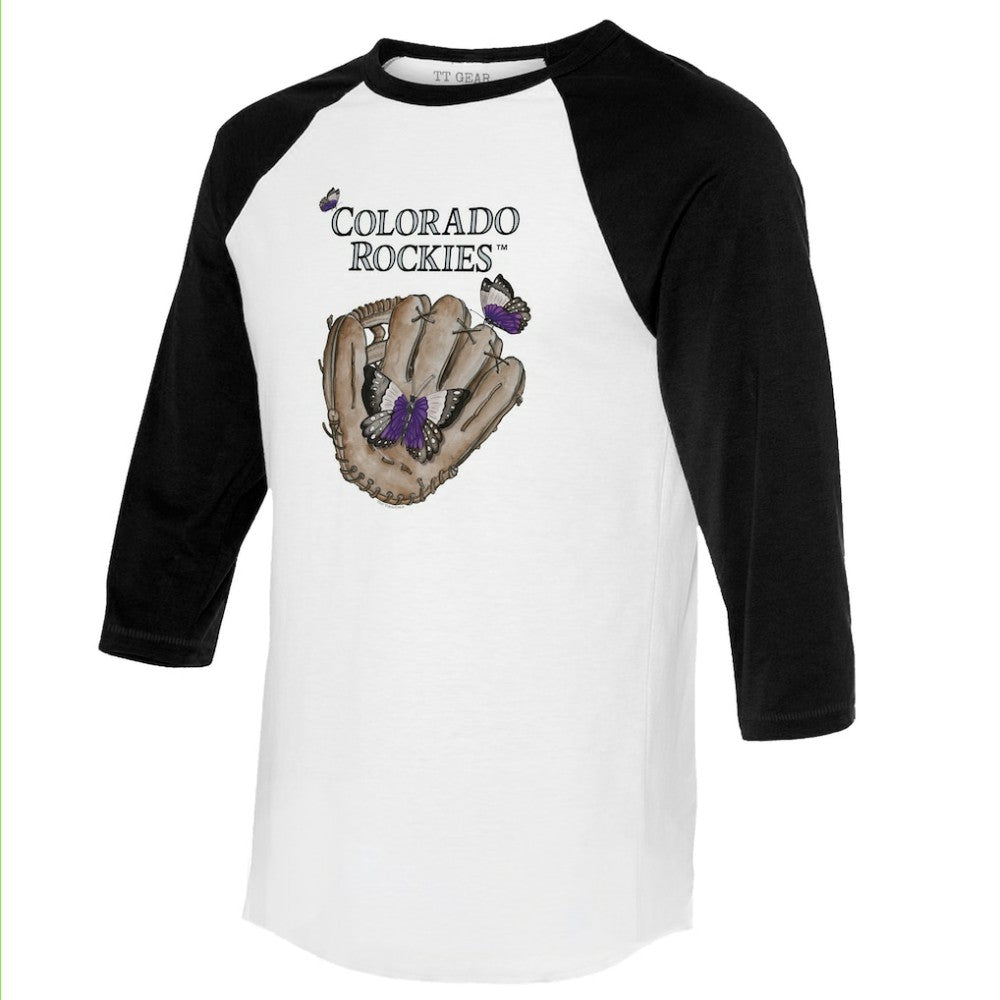 Colorado Rockies Tiny Turnip Unisex Butterfly Glove 3/4-Sleeve Raglan T-Shirt | MLB US
