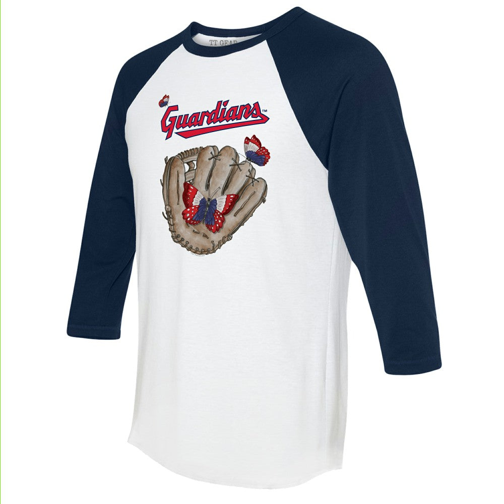 Cleveland Guardians Tiny Turnip Unisex Butterfly Glove 3/4-Sleeve Raglan T-Shirt | MLB US