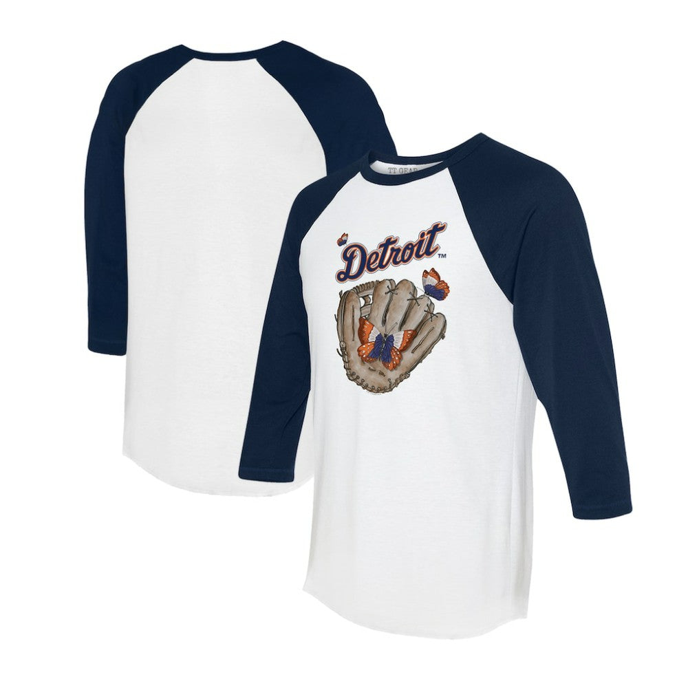 Detroit Tigers Tiny Turnip Unisex Butterfly Glove 3/4-Sleeve Raglan T-Shirt | MLB US