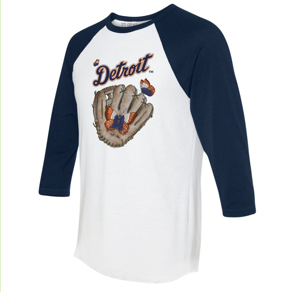 Detroit Tigers Tiny Turnip Unisex Butterfly Glove 3/4-Sleeve Raglan T-Shirt | MLB US