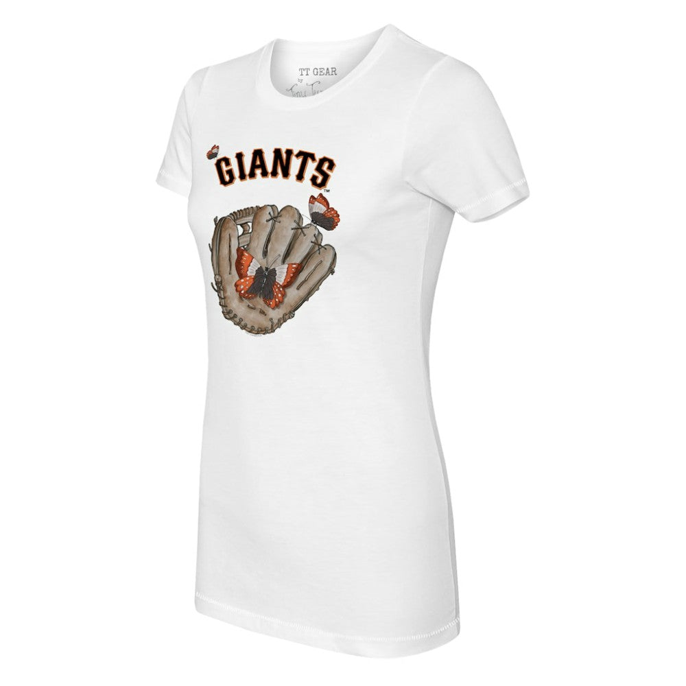 San Francisco Giants Tiny Turnip Women's Butterfly Glove T-Shirt | MLB New