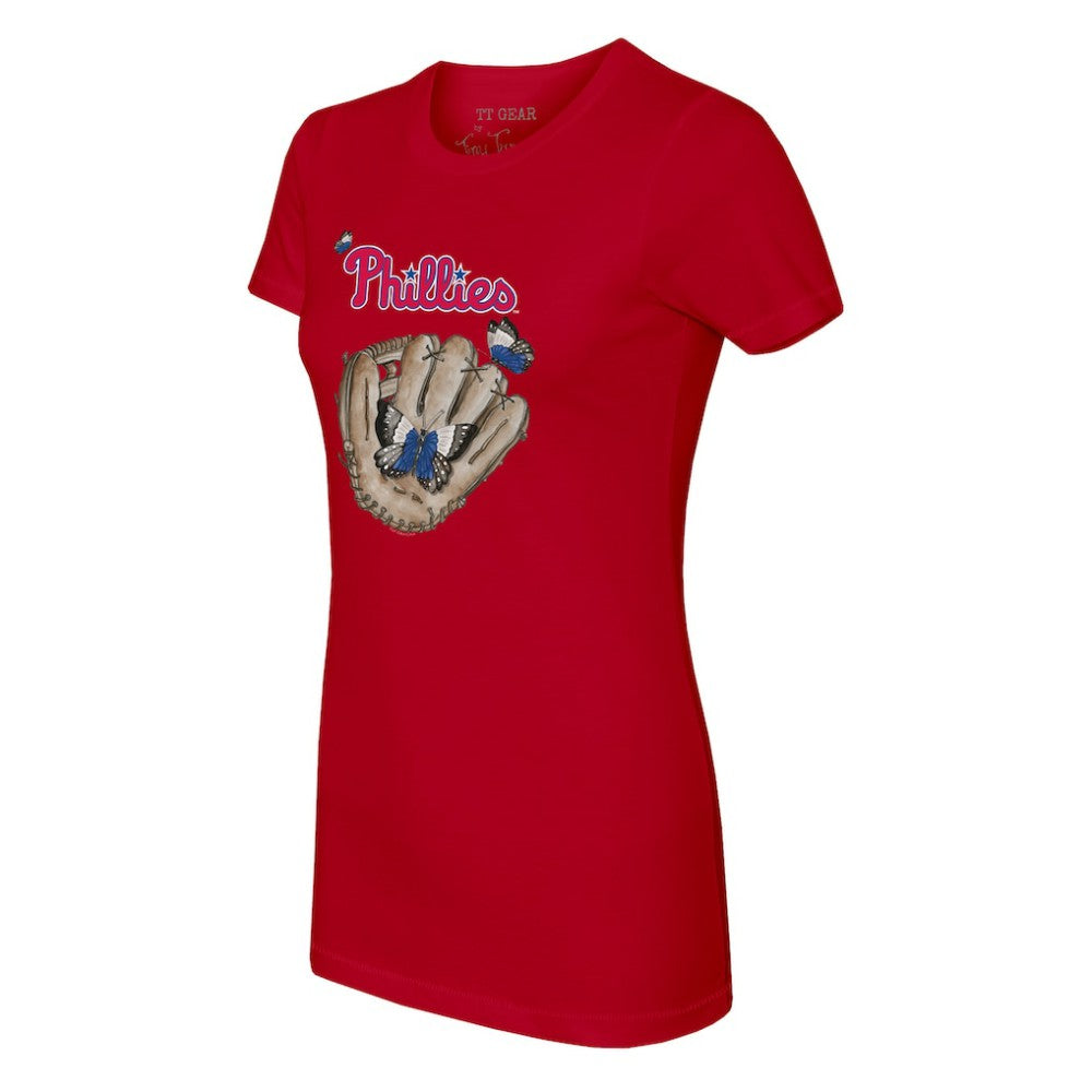 Philadelphia Phillies Tiny Turnip Women's Butterfly Glove T-Shirt | MLB US