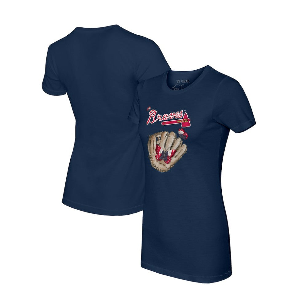 Atlanta Braves Tiny Turnip Women's Butterfly Glove T-Shirt | MLB New