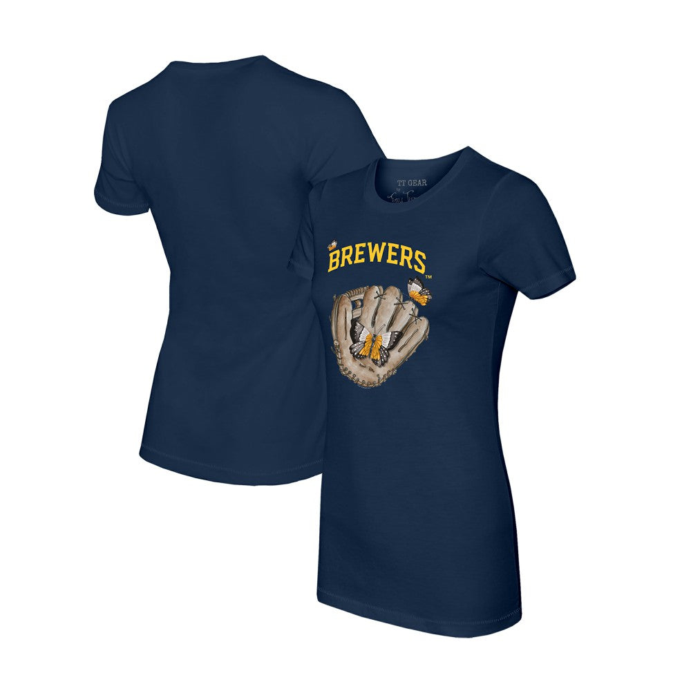 Milwaukee Brewers Tiny Turnip Women's Butterfly Glove T-Shirt | MLB New
