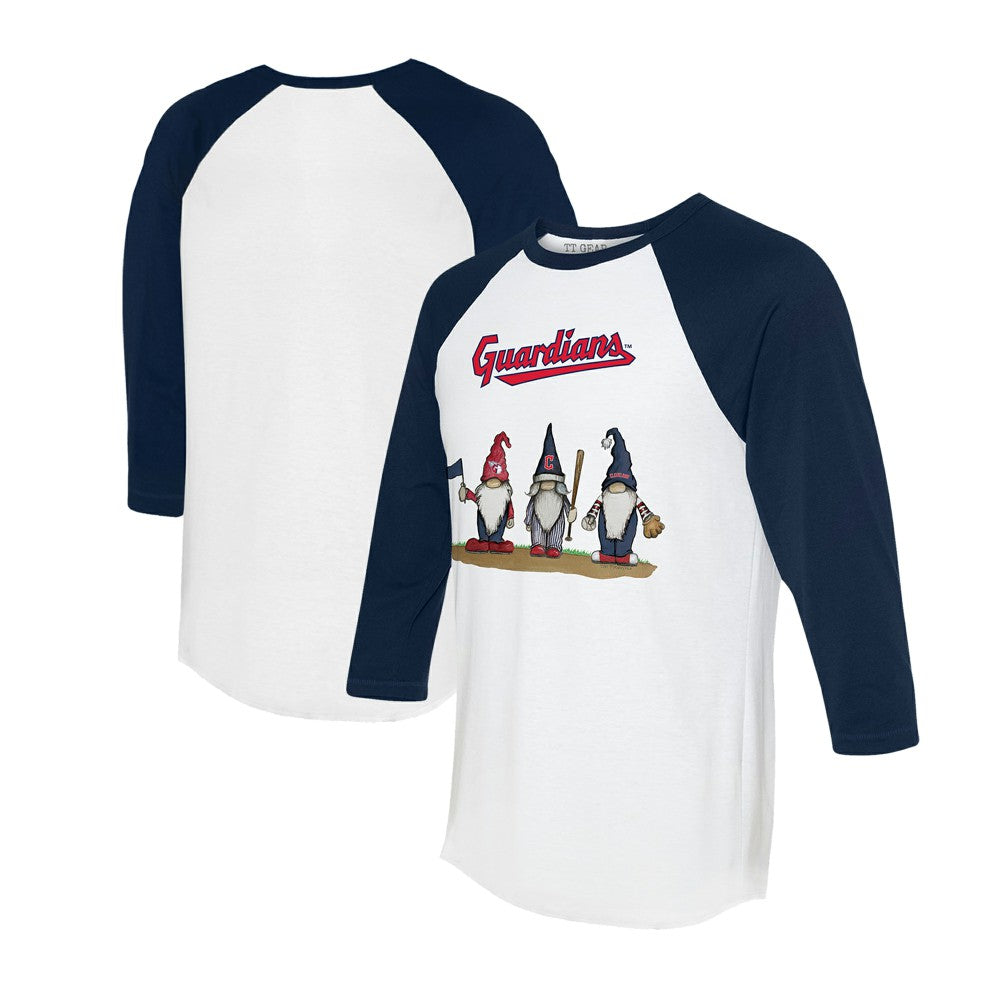 Cleveland Guardians Tiny Turnip Unisex Gnomes 3/4-Sleeve Raglan T-Shirt | MLB Sale