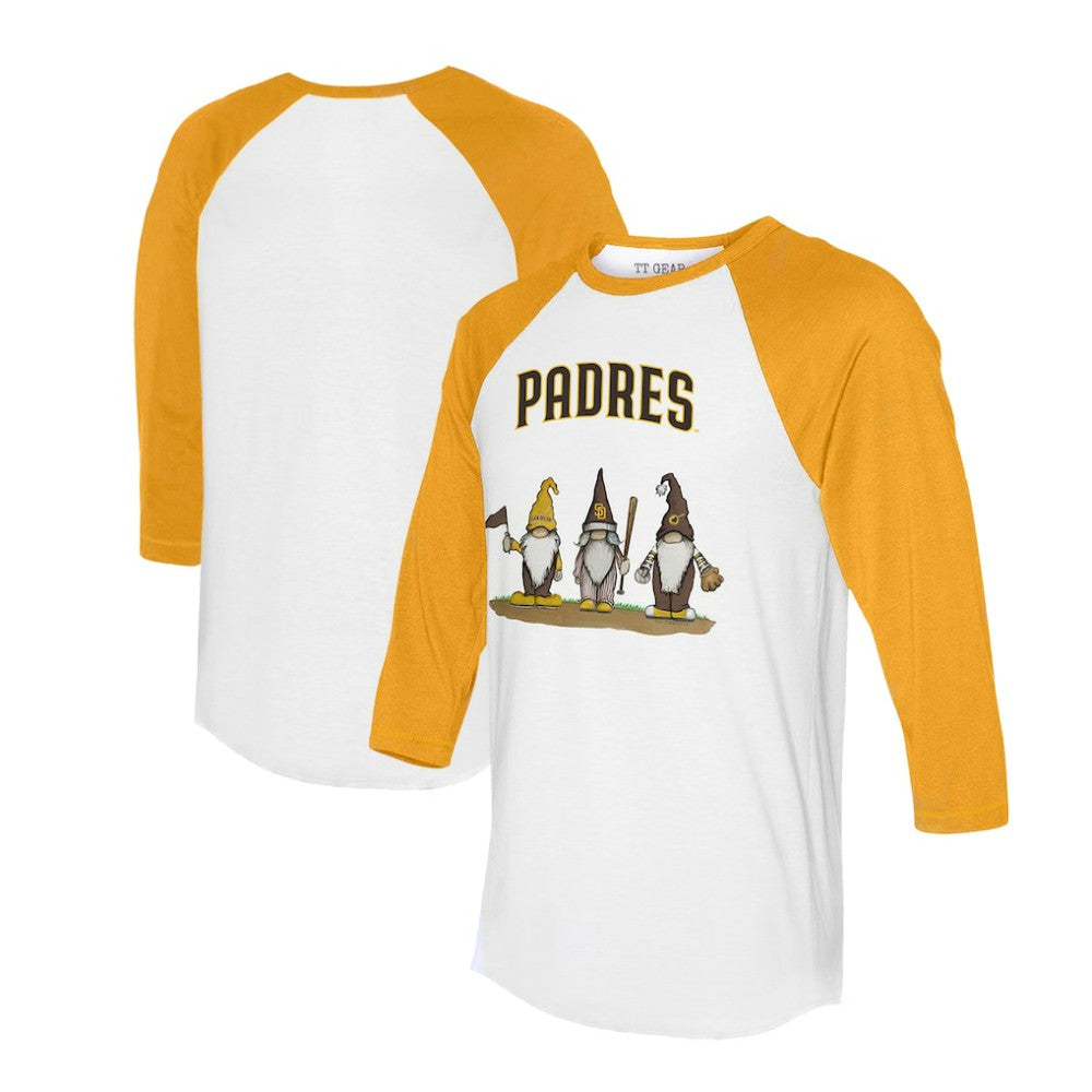 San Diego Padres Tiny Turnip Unisex Gnomes 3/4-Sleeve Raglan T-Shirt | MLB On Sale