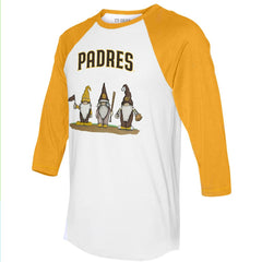 San Diego Padres Tiny Turnip Unisex Gnomes 3/4-Sleeve Raglan T-Shirt | MLB On Sale