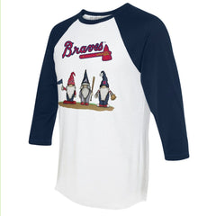 Atlanta Braves Tiny Turnip Unisex Gnomes 3/4-Sleeve Raglan T-Shirt | MLB Discount