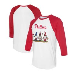 Philadelphia Phillies Tiny Turnip Unisex Gnomes 3/4-Sleeve Raglan T-Shirt | MLB Sale