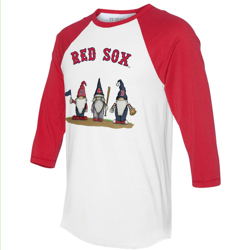 Boston Red Sox Tiny Turnip Unisex Gnomes 3/4-Sleeve Raglan T-Shirt | MLB New