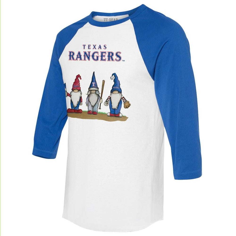 Texas Rangers Tiny Turnip Unisex Gnomes 3/4-Sleeve Raglan T-Shirt | MLB US