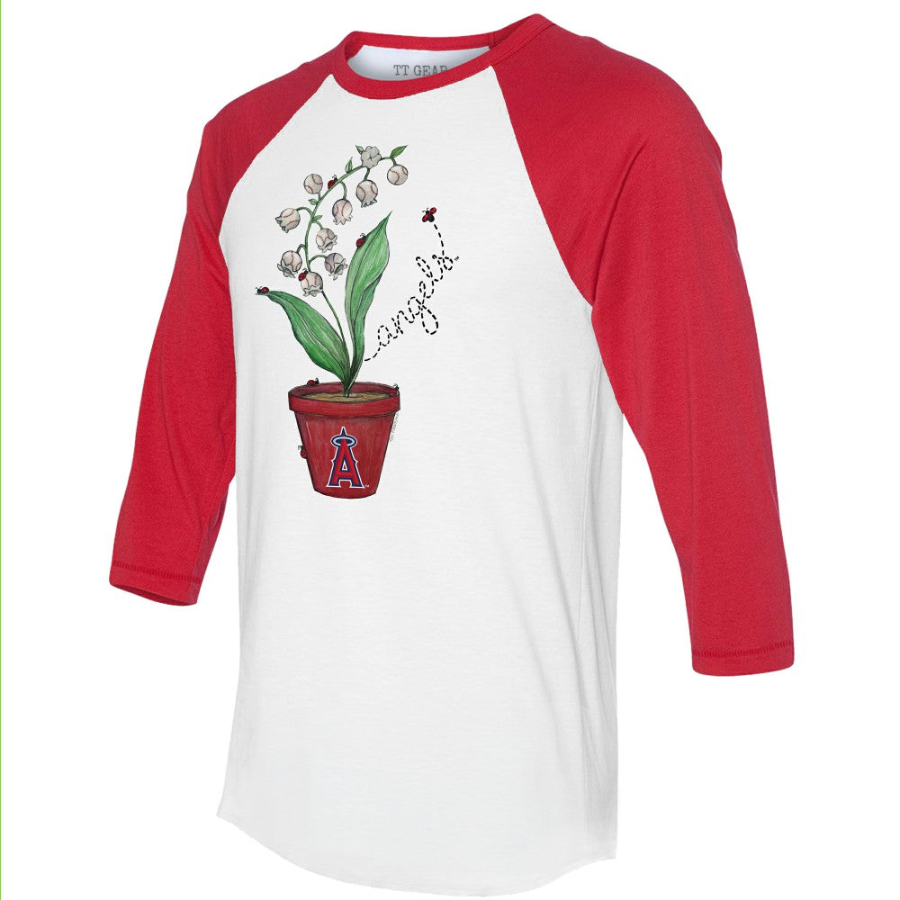 Los Angeles Angels Tiny Turnip Unisex Lilies & Ladybugs 3/4-Sleeve Raglan T-Shirt | MLB US
