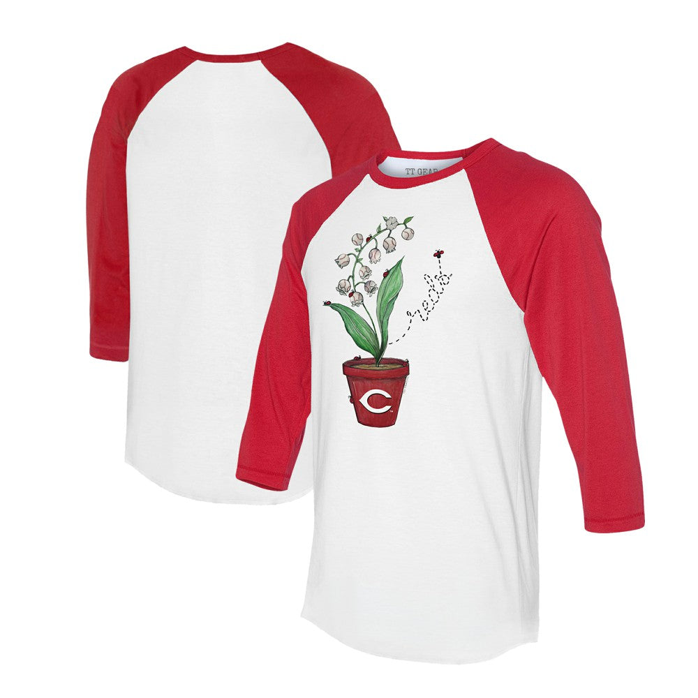 Cincinnati Reds Tiny Turnip Unisex Lilies & Ladybugs 3/4-Sleeve Raglan T-Shirt | MLB Discount
