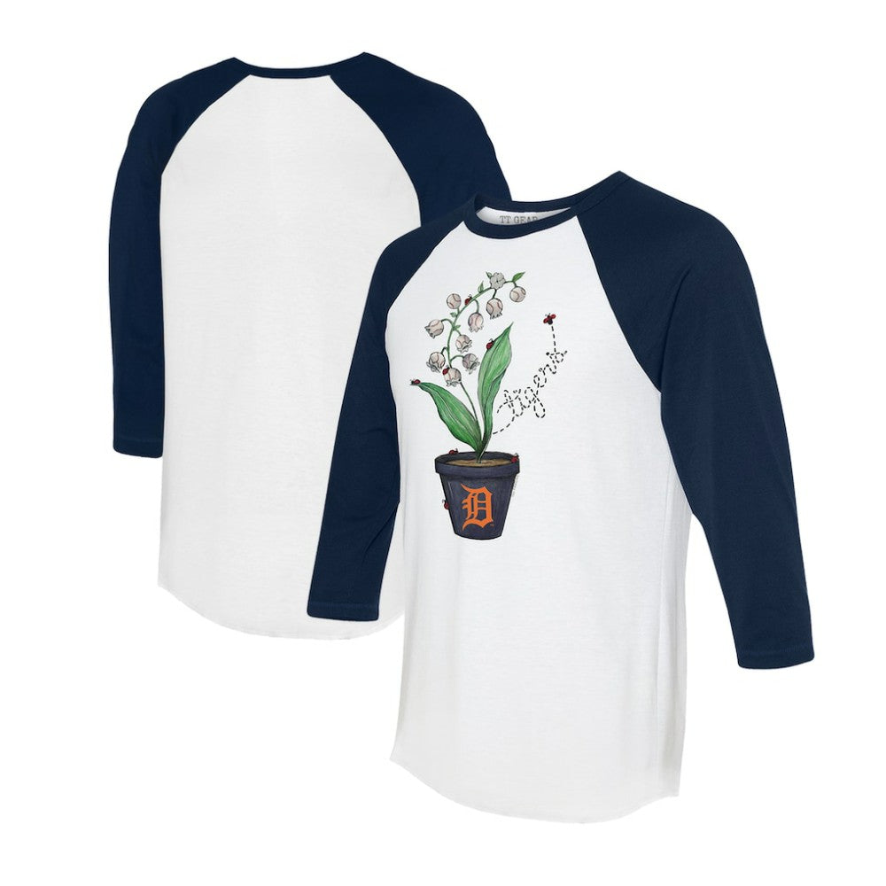 Detroit Tigers Tiny Turnip Unisex Lilies & Ladybugs 3/4-Sleeve Raglan T-Shirt | MLB New