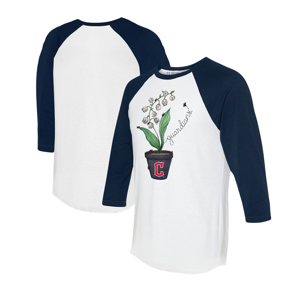 Cleveland Guardians Tiny Turnip Unisex Lilies & Ladybugs 3/4-Sleeve Raglan T-Shirt | MLB New