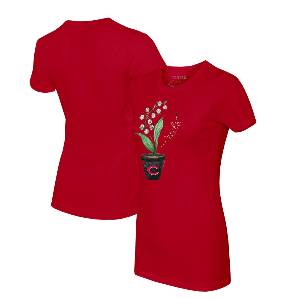 Cincinnati Reds Tiny Turnip Women's Lilies & Ladybugs T-Shirt | MLB Sale