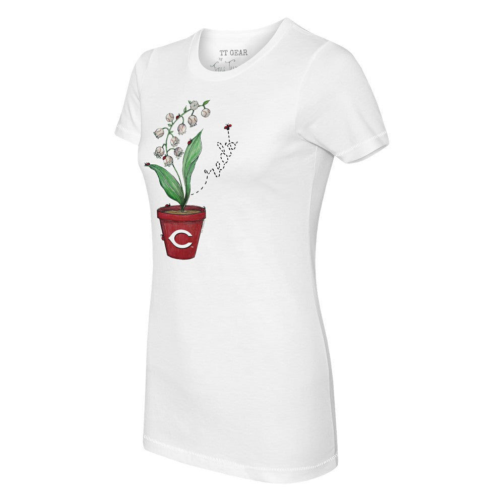 Cincinnati Reds Tiny Turnip Women's Lilies & Ladybugs T-Shirt | MLB Outlet