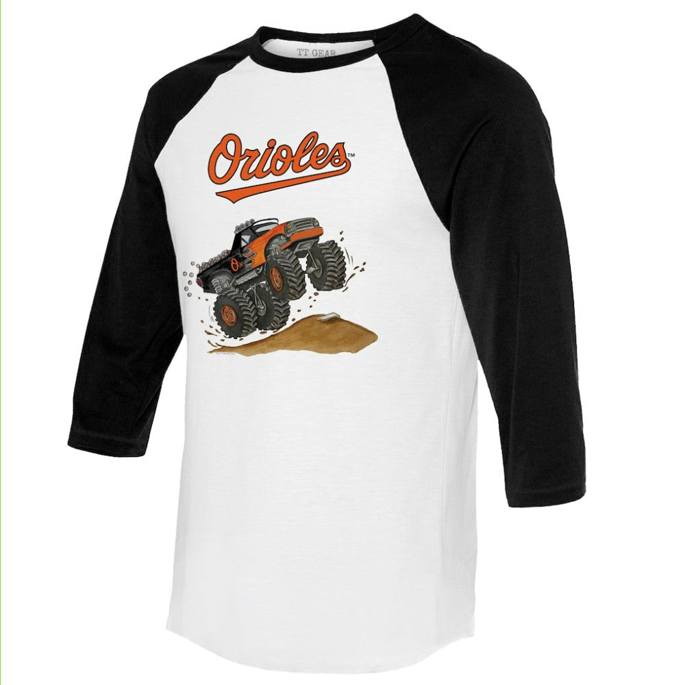 Baltimore Orioles Tiny Turnip Unisex Monster Truck 3/4-Sleeve Raglan T-Shirt | MLB New