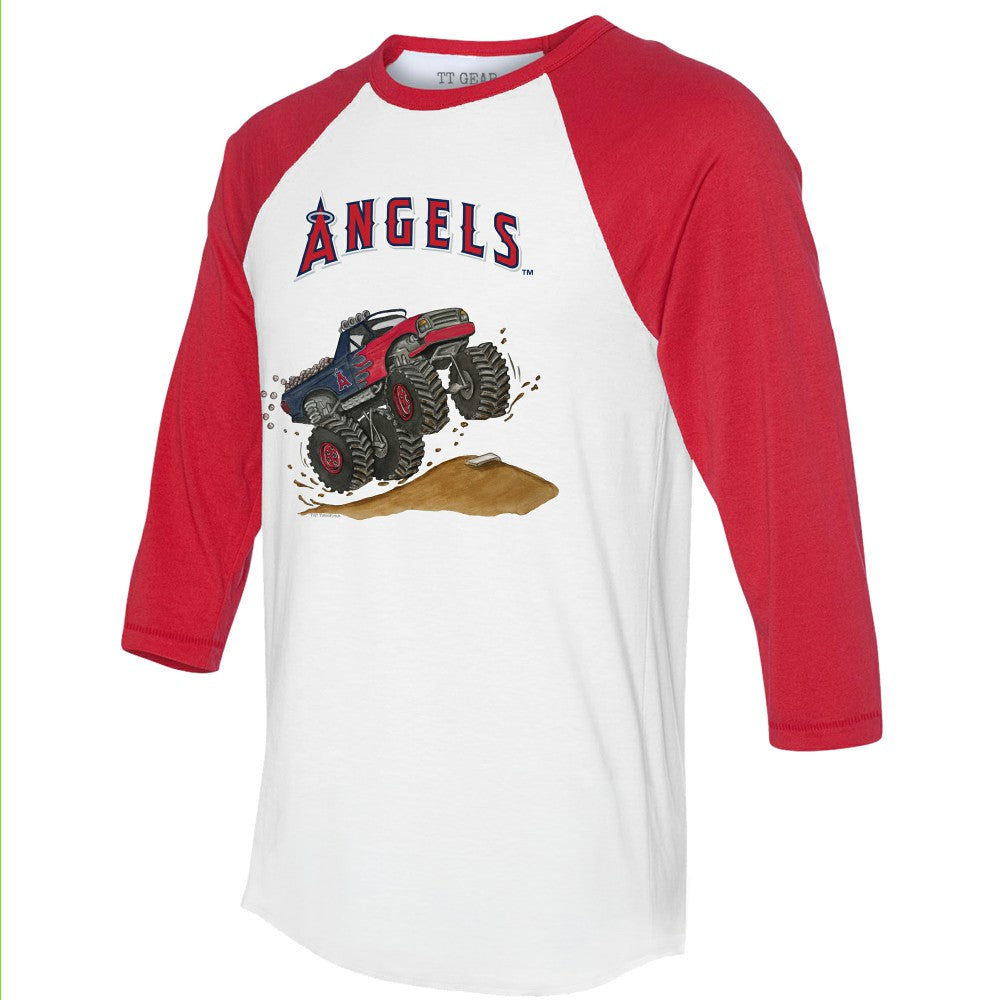 Los Angeles Angels Tiny Turnip Unisex Monster Truck 3/4-Sleeve Raglan T-Shirt | MLB Sale