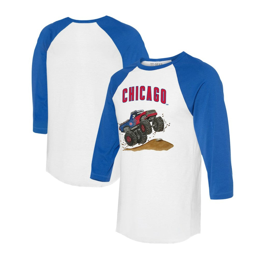 Chicago Cubs Tiny Turnip Unisex Monster Truck 3/4-Sleeve Raglan T-Shirt | MLB New