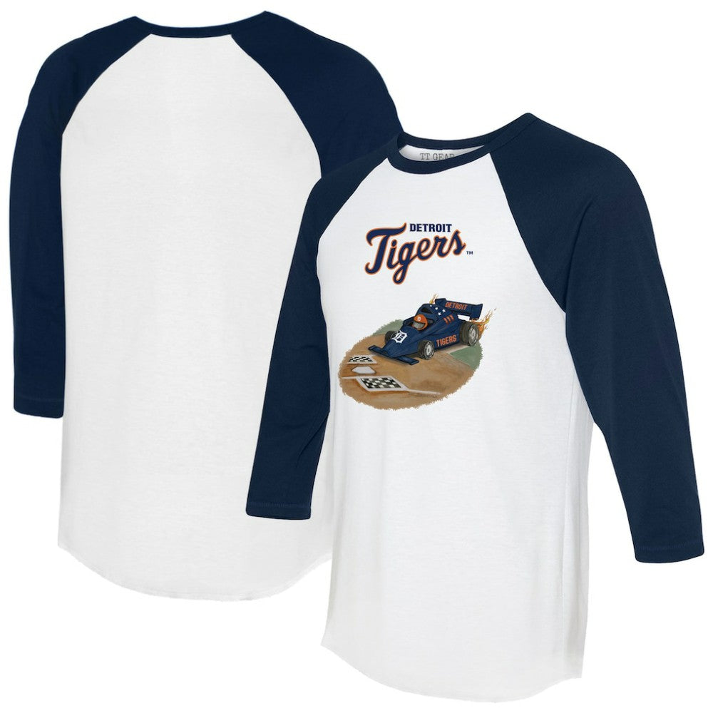 Detroit Tigers Tiny Turnip Unisex Race Car 3/4-Sleeve Raglan T-Shirt | MLB New