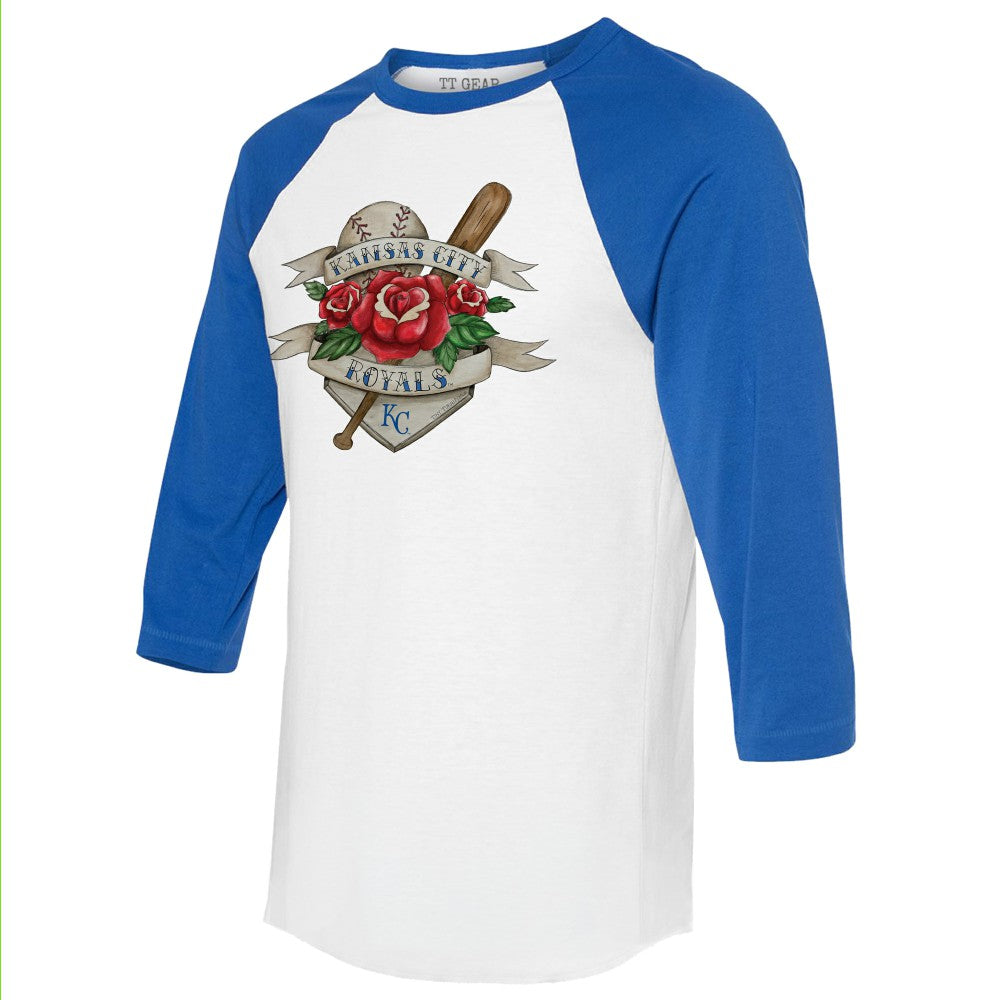 Kansas City Royals Tiny Turnip Unisex Tattoo Rose 3/4-Sleeve Raglan T-Shirt | MLB Shop