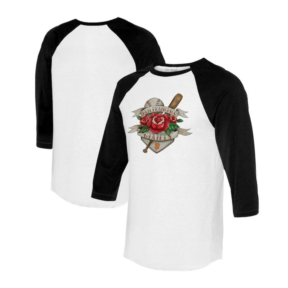 San Francisco Giants Tiny Turnip Unisex Tattoo Rose 3/4-Sleeve Raglan T-Shirt | MLB Online