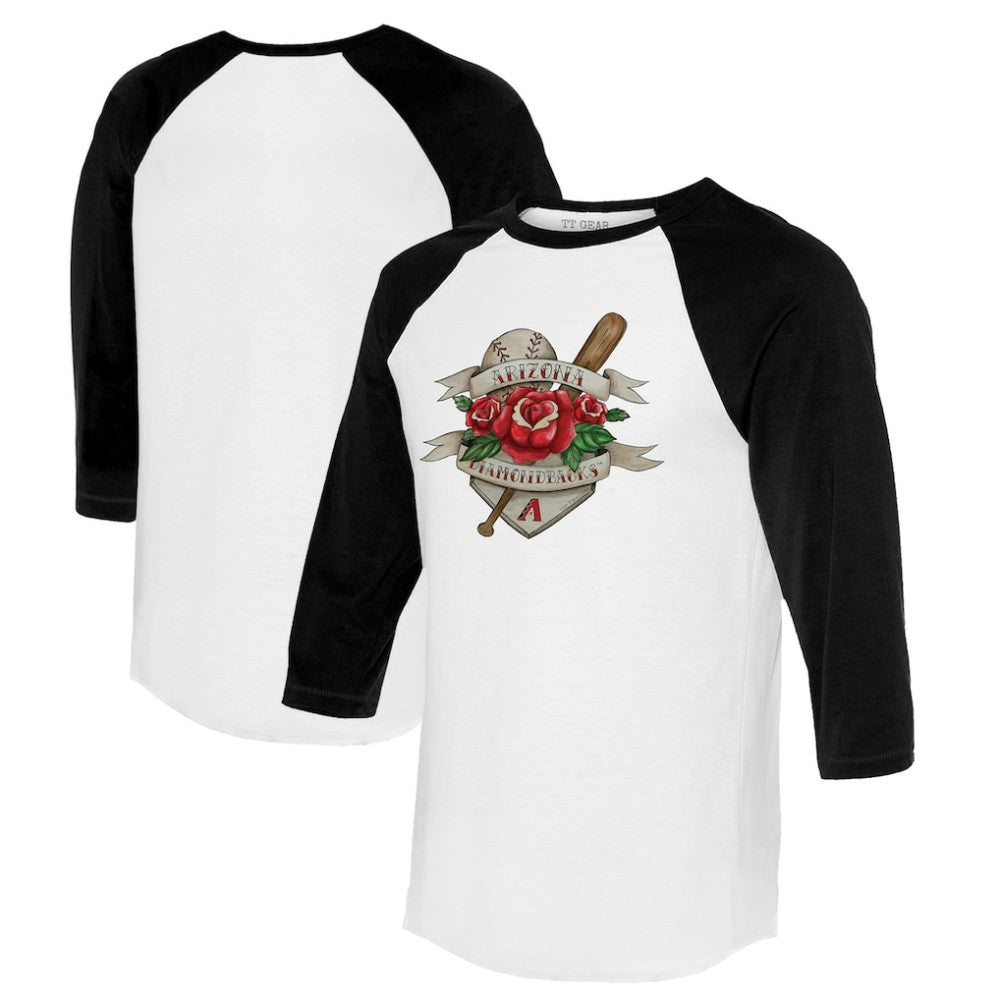 Arizona Diamondbacks Tiny Turnip Unisex Tattoo Rose 3/4-Sleeve Raglan T-Shirt | MLB Online